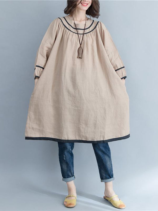 VINTAGE ROUND-NECK PRINTED MIDI DRESS - Zebrant