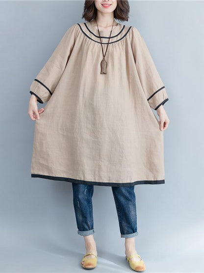 VINTAGE ROUND-NECK PRINTED MIDI DRESS - Zebrant