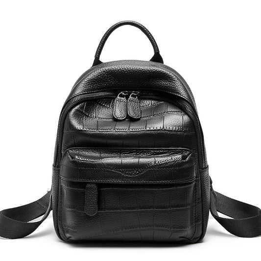 Shoulder leather women bag crocodile-print backpack ladies travel bag