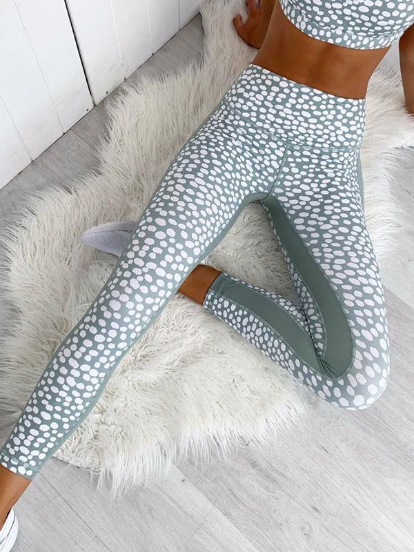 Polka-dot Printed Tank&Leggings Sports Suits