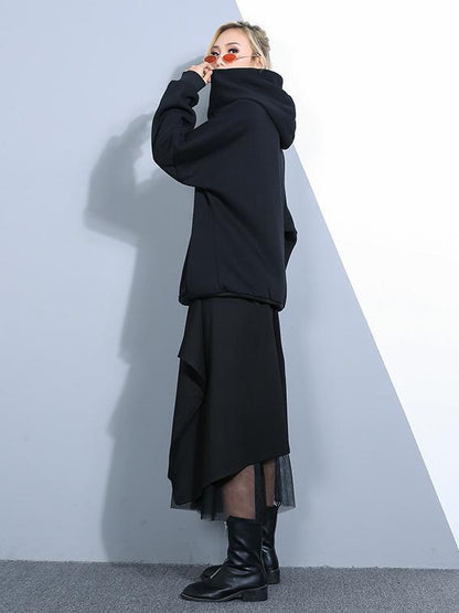 LOOSE BOYFRIEND STYLE ZIPPER HOODIE OUTWEARS