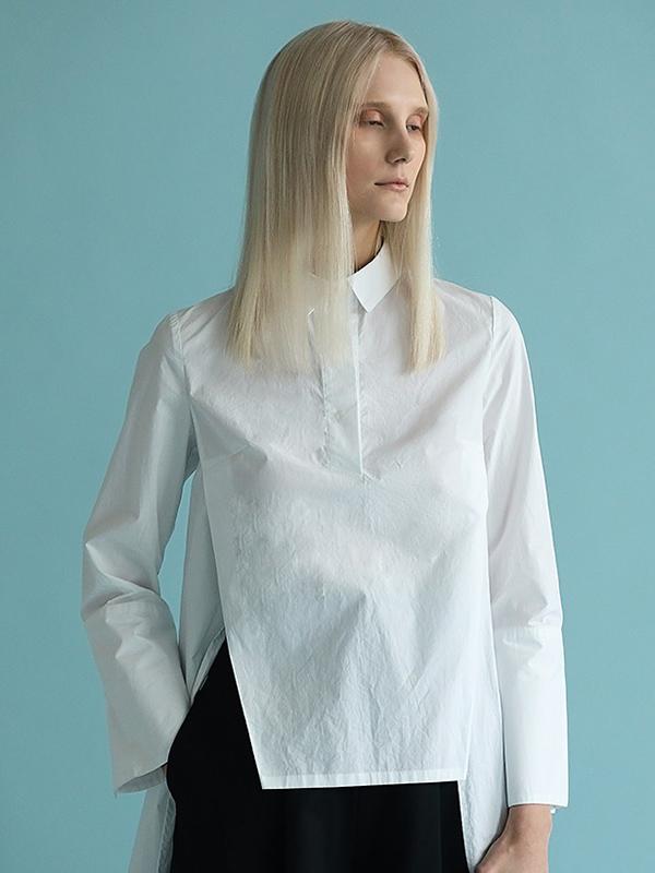 Original White High-low Split-back Blouse
