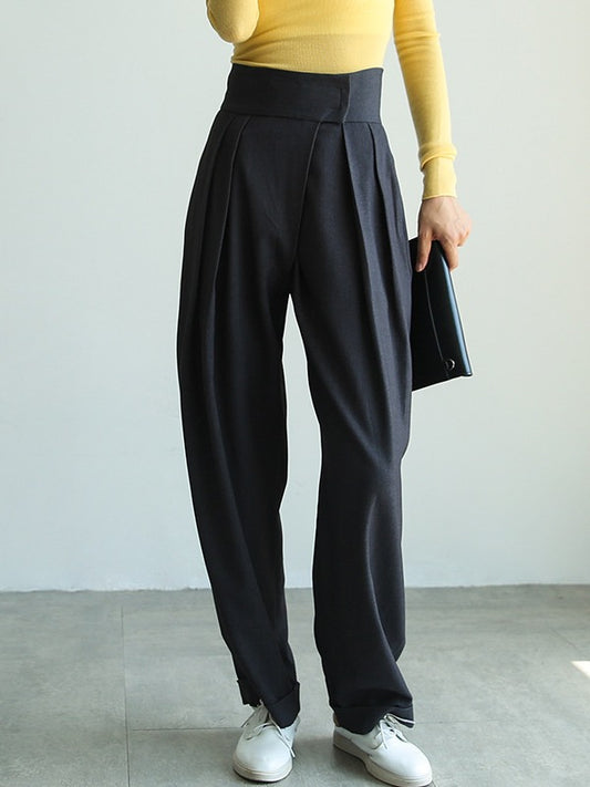LOOSE WIDE-LEG HIGH-WAIST SUIT PANTS