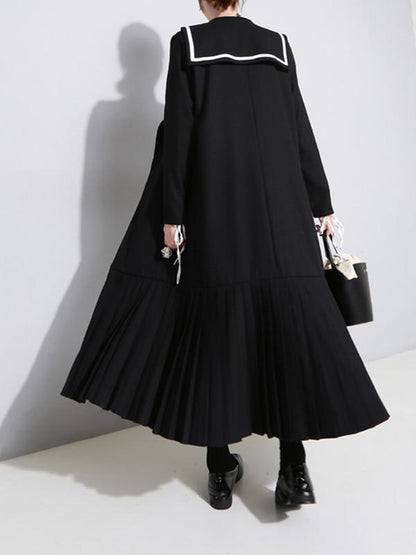 Sailor Collar Fishtail Pleated Windbreaker