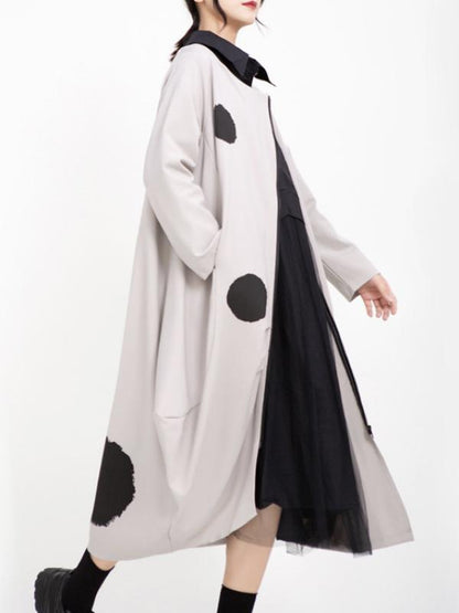 POLKA-DOT PRINTED CROPPED ZIPPER MIDI DRESS OUTWEAR