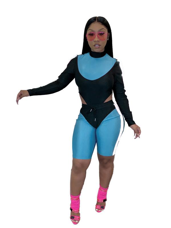 Reflective Split-Joint Backless Tee&Shorts Suits