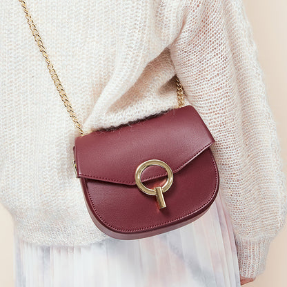 Leather fashion retro design chain covered with ancient round bag