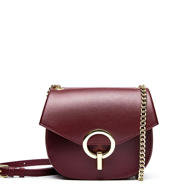 Leather fashion retro design chain covered with ancient round bag