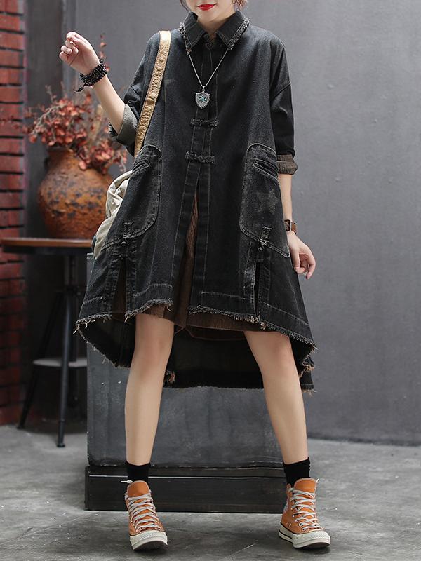 Loose Split-side Denim Outwear