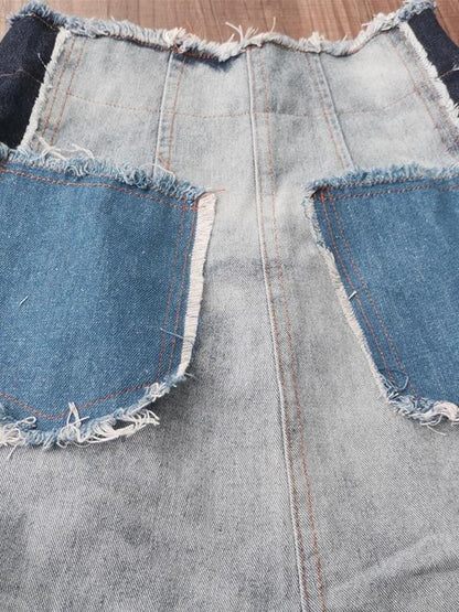 Stylish Empire Fringed Stitching Wide-Leg Jean Pants