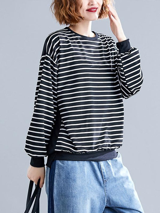 CASUAL STRIPE NECK PRINTED SHIRT