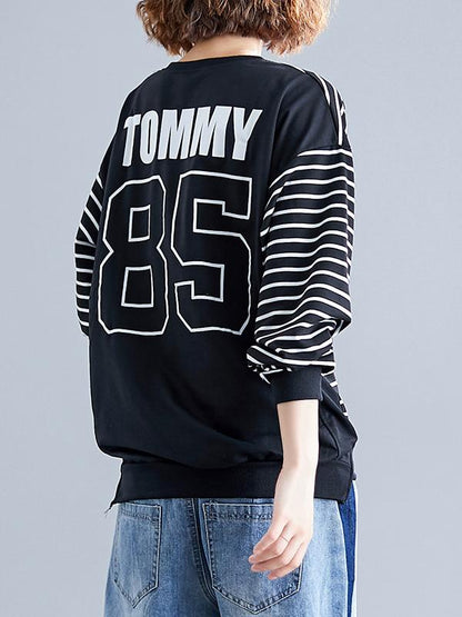 CASUAL STRIPE NECK PRINTED SHIRT