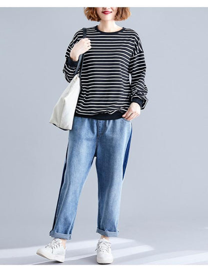 CASUAL STRIPE NECK PRINTED SHIRT