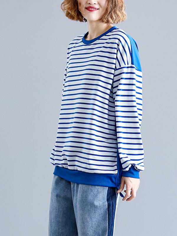 CASUAL STRIPE NECK PRINTED SHIRT