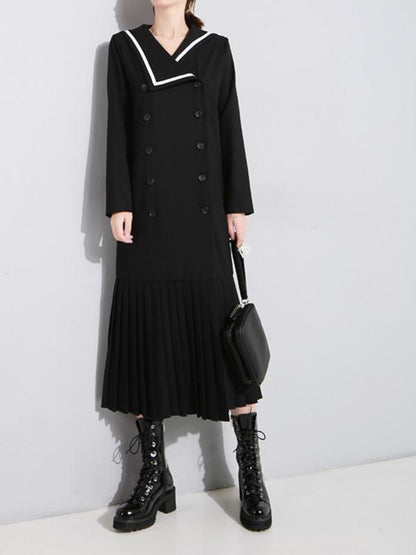 Sailor Collar Fishtail Pleated Windbreaker