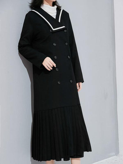Sailor Collar Fishtail Pleated Windbreaker