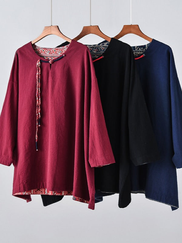 Vintage Loose Handmade Button Cropped T-Shirt