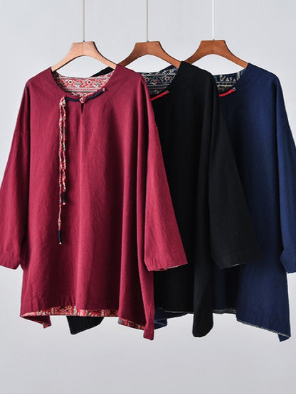 Vintage Loose Handmade Button Cropped T-Shirt