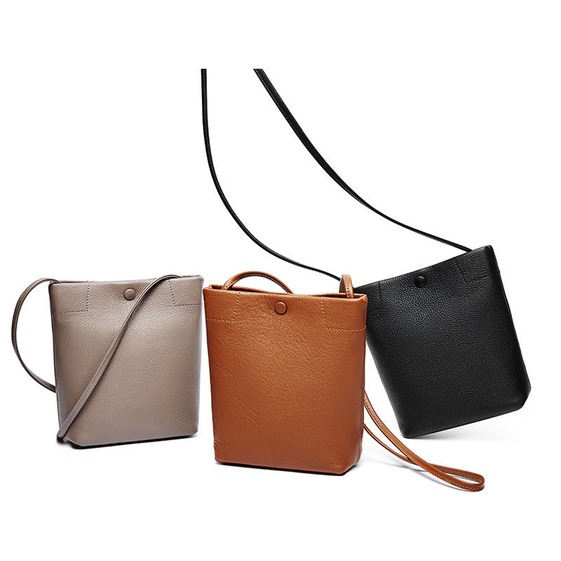 Leopard pleated shoulder soft cowhide bucket bag