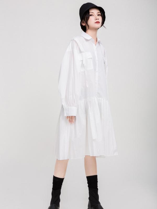 Vintage Solid Ribbon Midi Dress