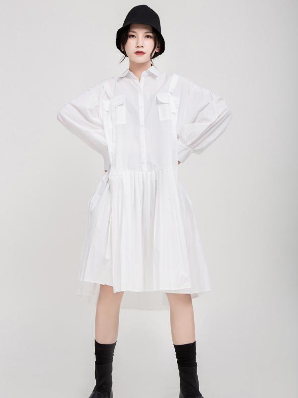 Vintage Solid Ribbon Midi Dress