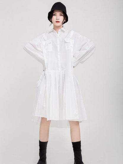 Vintage Solid Ribbon Midi Dress