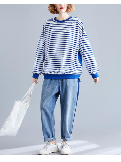 CASUAL STRIPE NECK PRINTED SHIRT