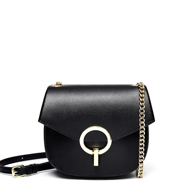 Leather fashion retro design chain covered with ancient round bag