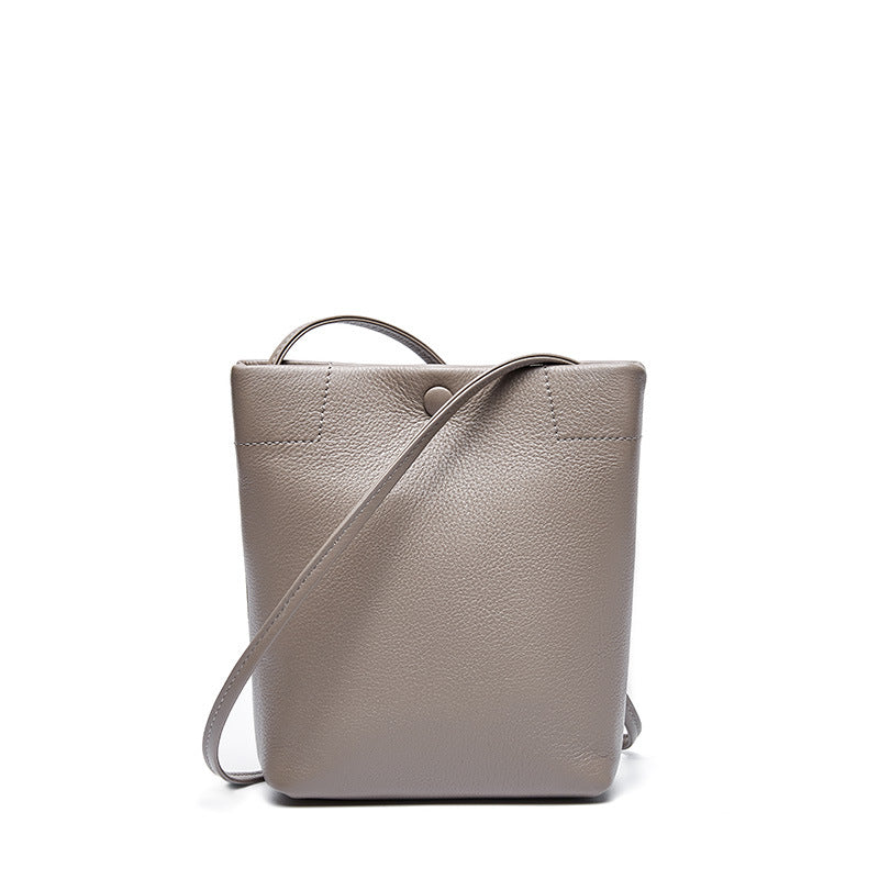 Leopard pleated shoulder soft cowhide bucket bag