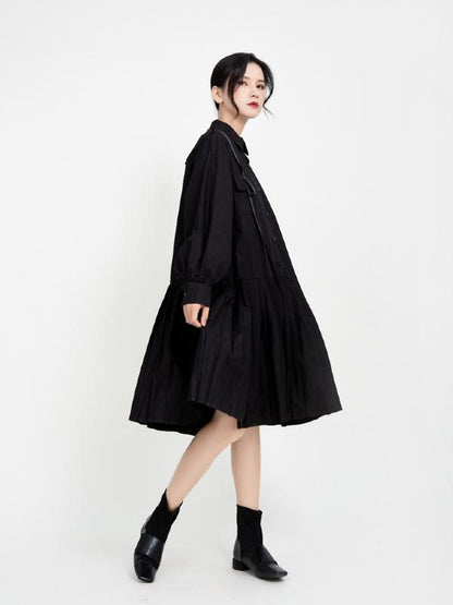 Vintage Solid Ribbon Midi Dress