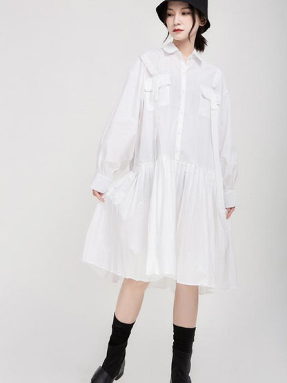 Vintage Solid Ribbon Midi Dress