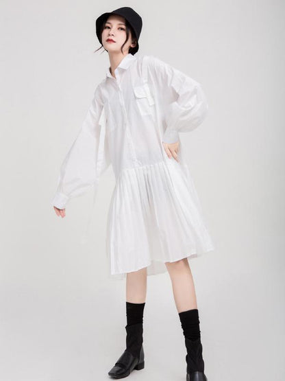 Vintage Solid Ribbon Midi Dress