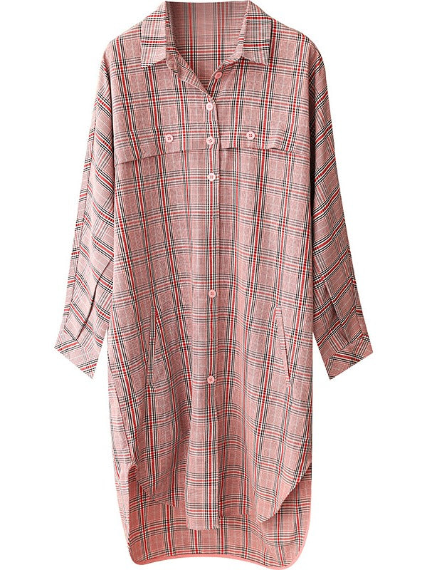 Loose Plaid Split-Joint Long Shirts