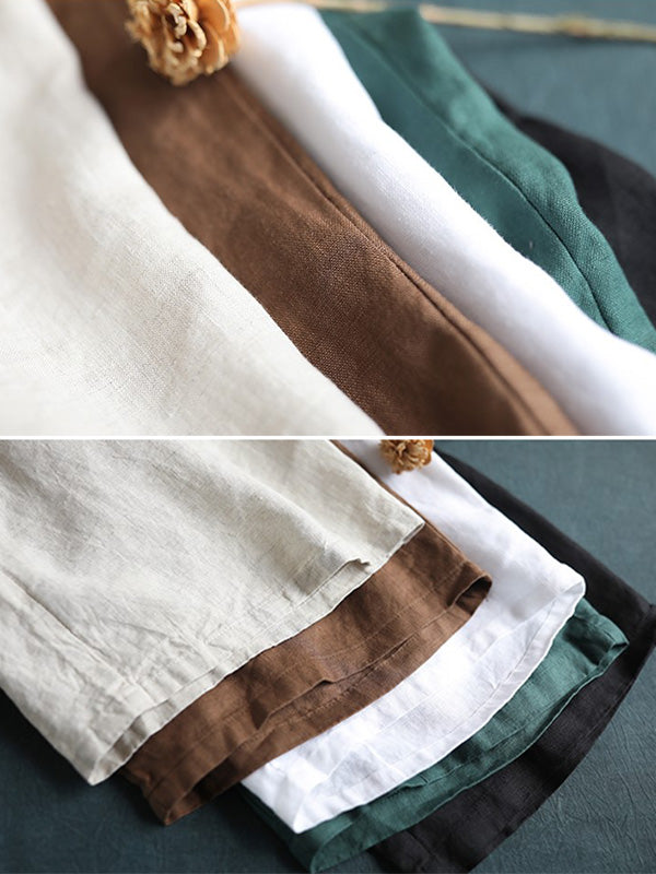 Casual Cotton Blend Solid Column Wide Leg Shorts