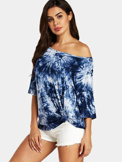 Round-Neck Strapless Printed Casual T-Shirt