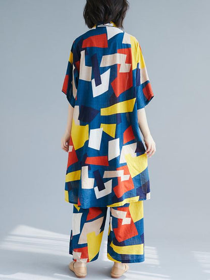 Casual Colorful Cube Printed Suits