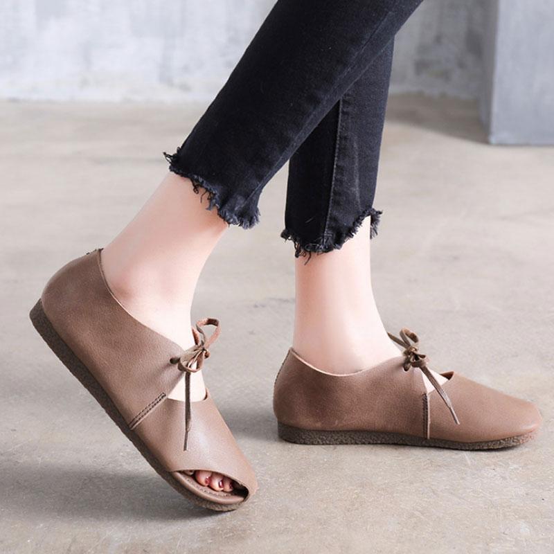 Spring Summer Shoes Flat Heel Lacing Coffee Sandals