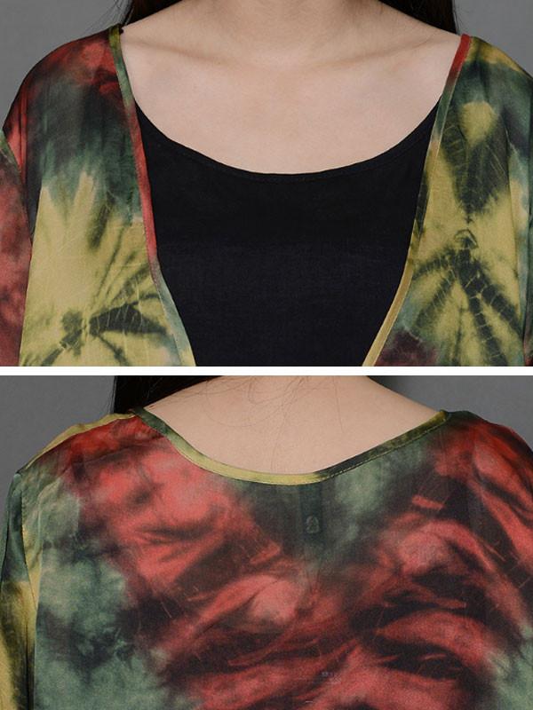 Women Printed V Neck Loose Dress