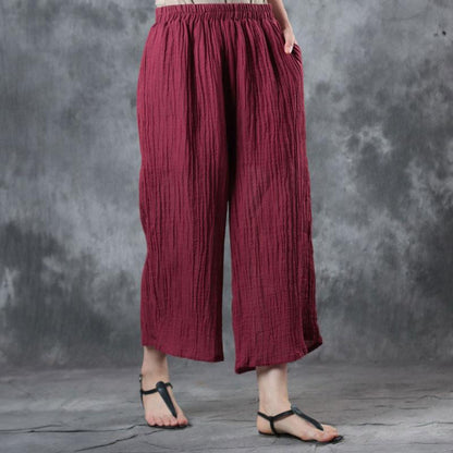Summer Women Casual Pockets Long Red Pants