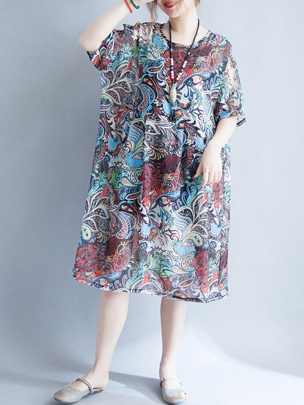 National Style Chiffon Long Dress