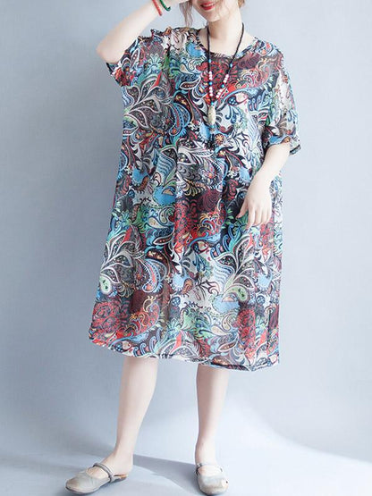 National Style Chiffon Long Dress