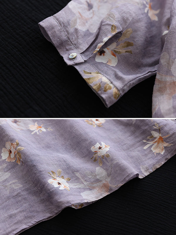 Vintage Loose Floral Printed Half Sleeves T-Shirt