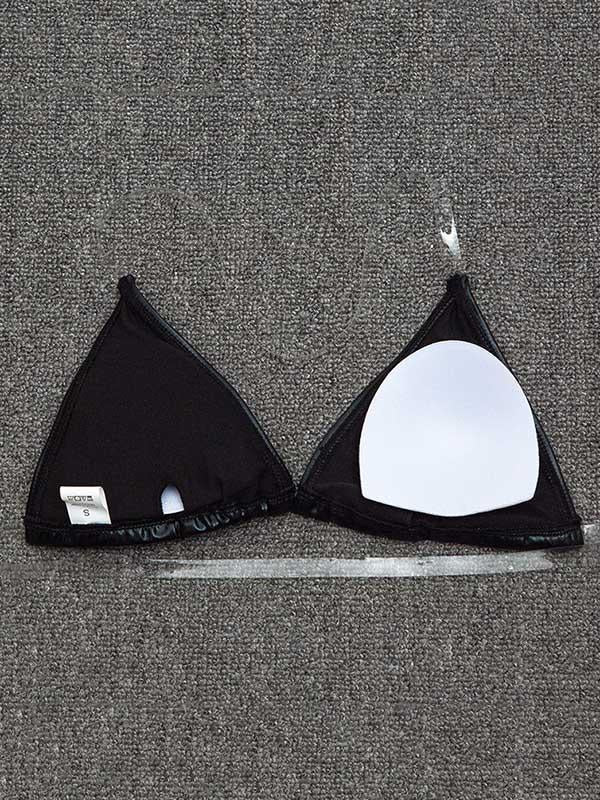 Solid Color Light Skin Triangles Split Bikini Swimsuit