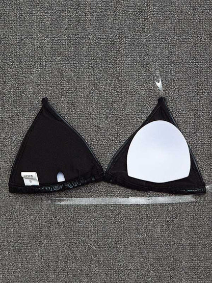 Solid Color Light Skin Triangles Split Bikini Swimsuit