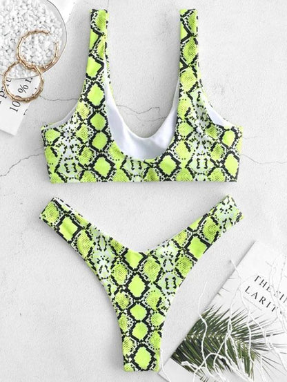 Snakeskin High Cut Bikinis Swimwear