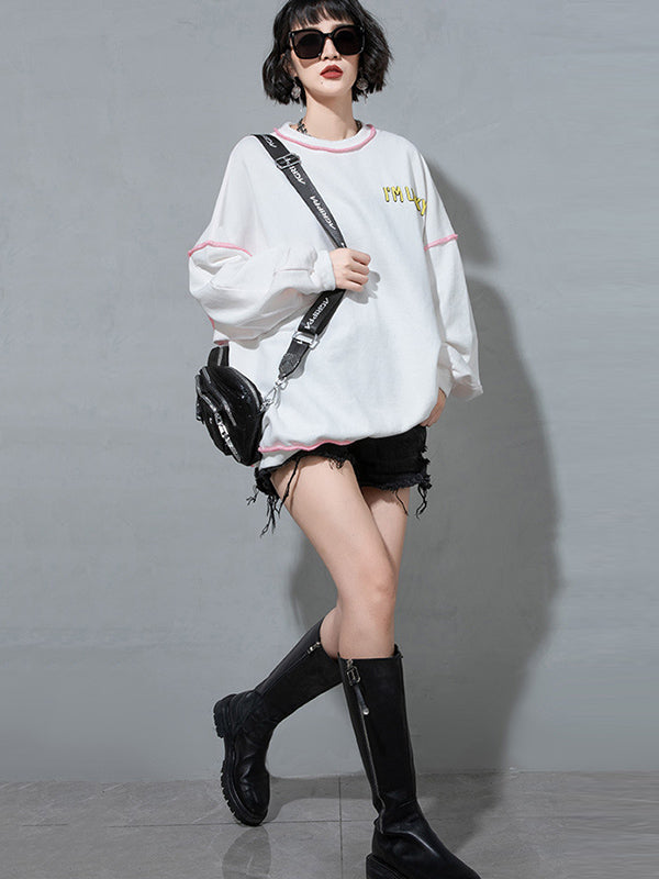 Casual Contrast Color Printed Long Sleeves Sweatshirt Top