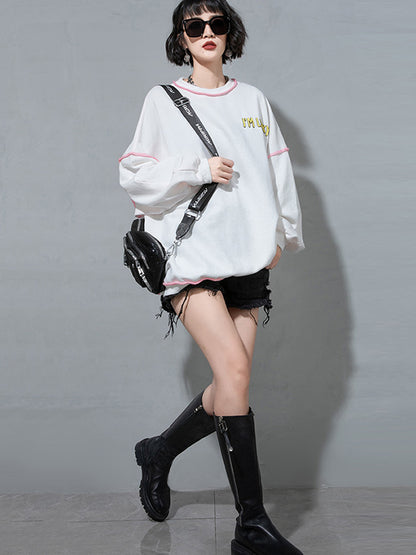 Casual Contrast Color Printed Long Sleeves Sweatshirt Top