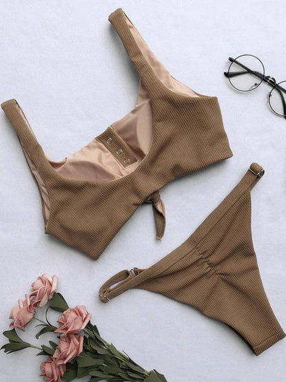 Ribbed Knot Bikinis Swimwear