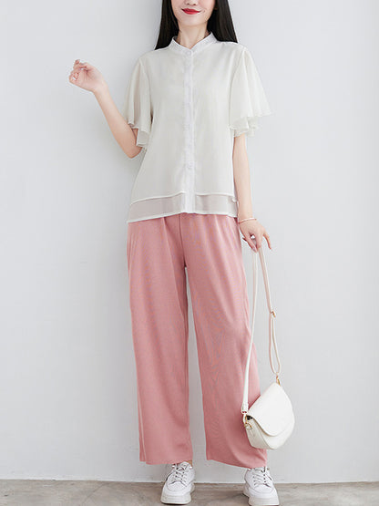 Original 14 Colors Falbala Lapel Blouse Tops