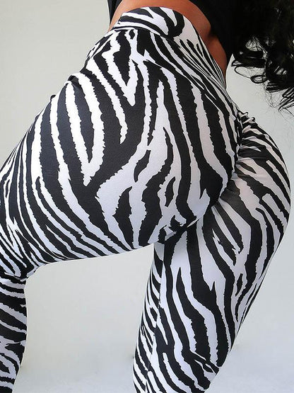 Striped Wrap High-Waisted Sports Leggings